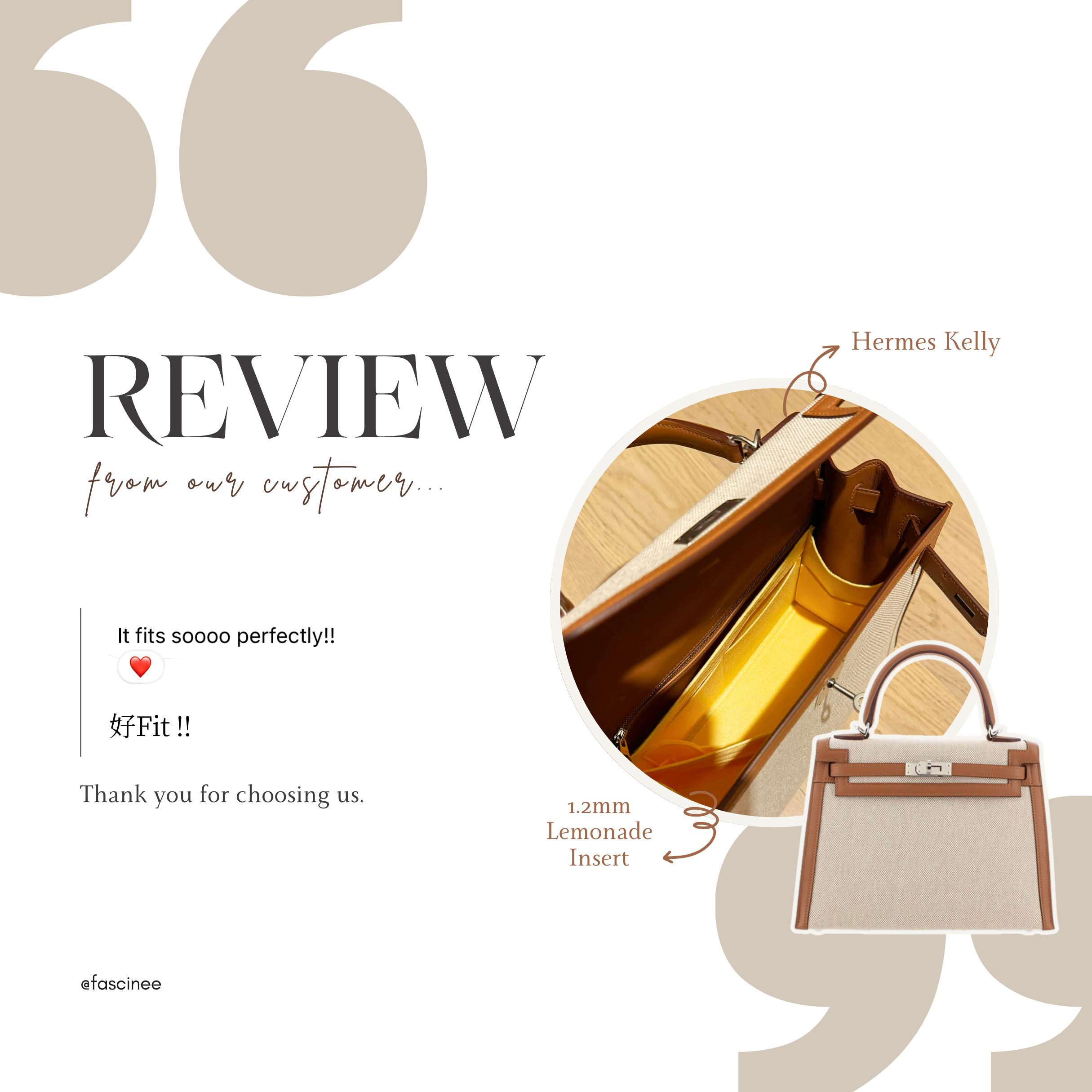 Hermes Kelly Inner Bag