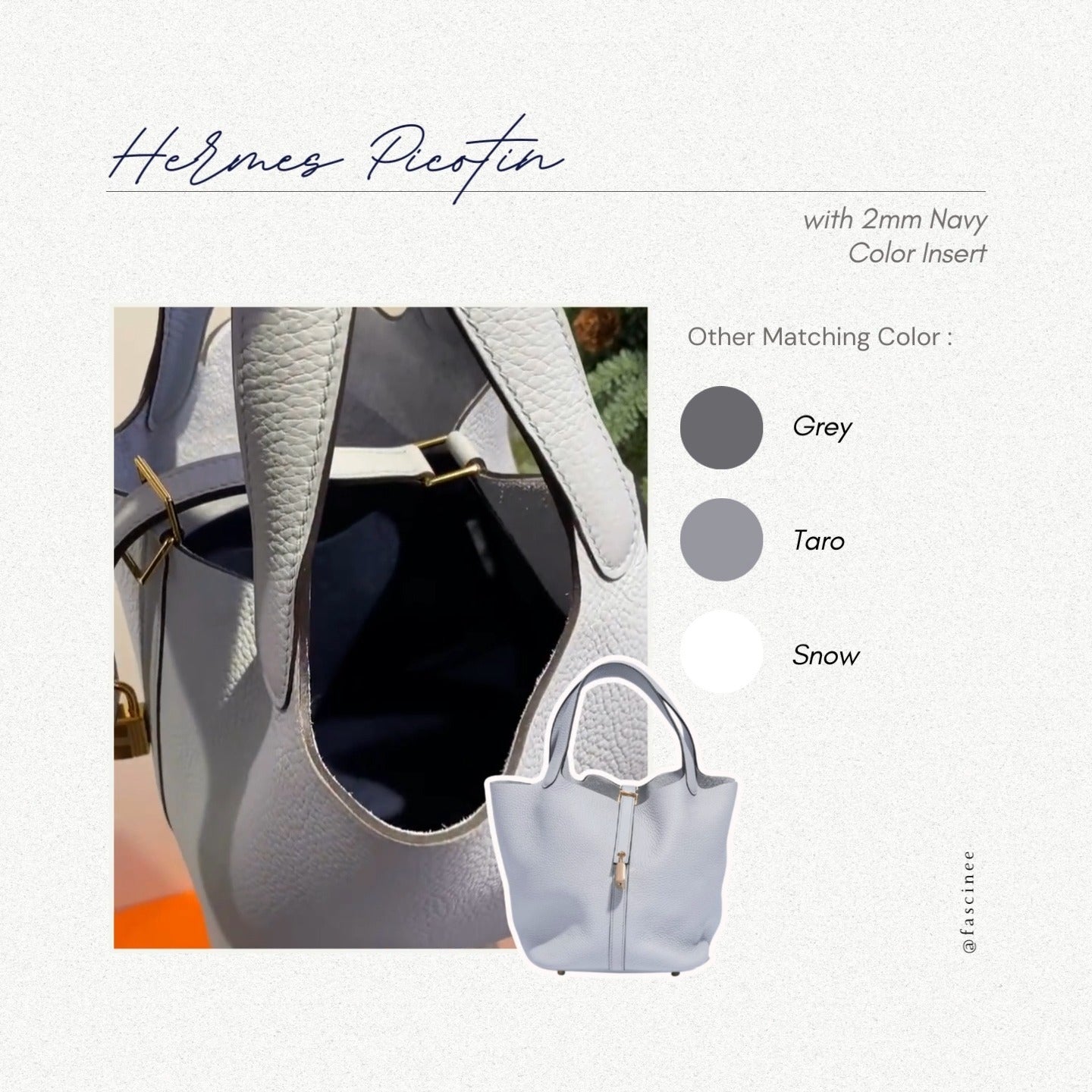 منظم حقيبة داخلي - هيرمس بيكوتين | ٥ أحجام