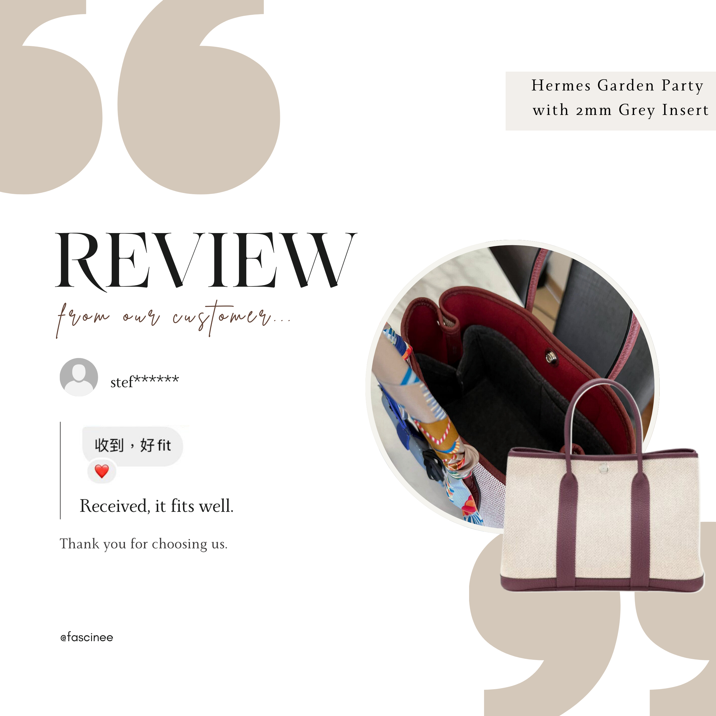 Hermes Garden Party Inner Bag
