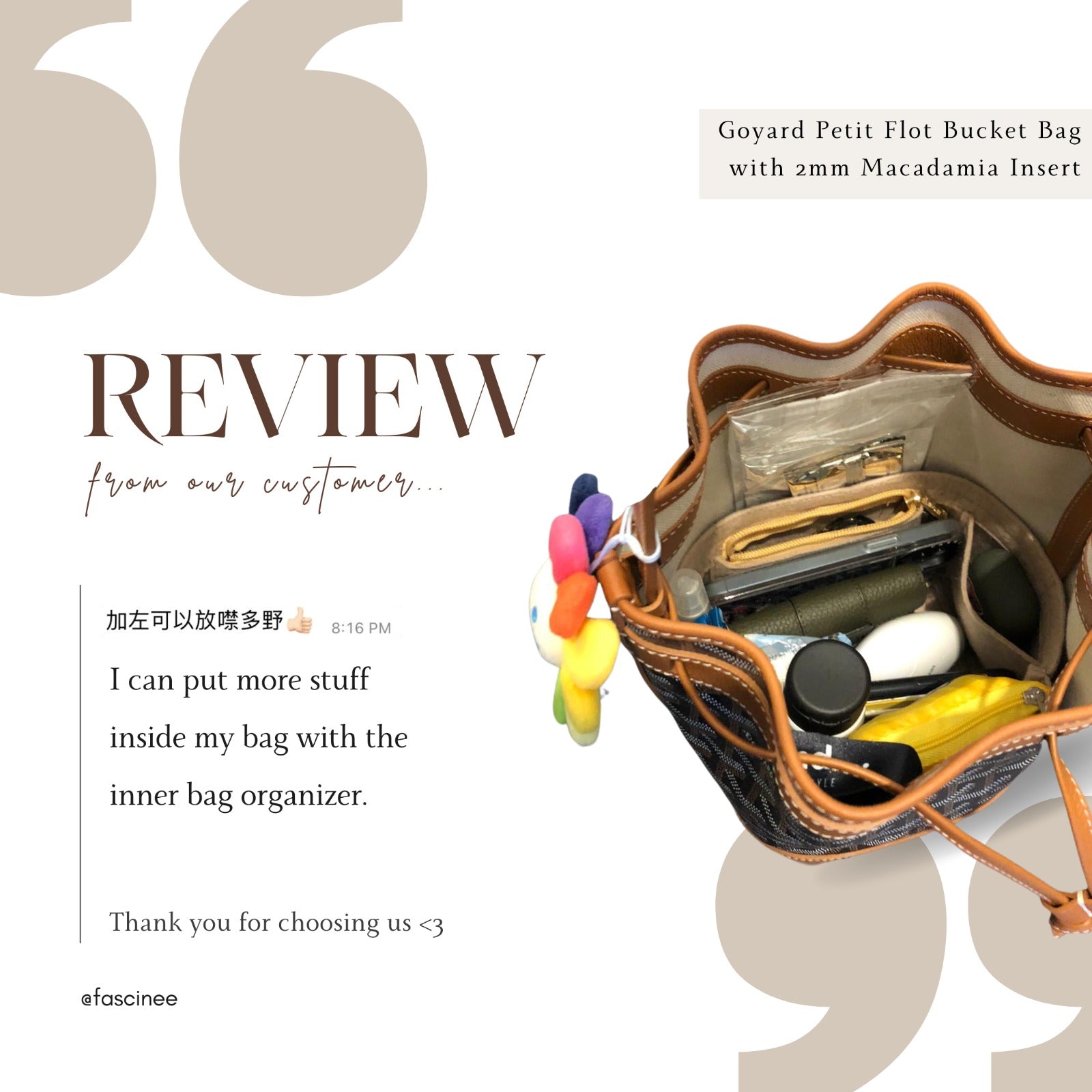 Inner Bag Organizer - Goyard Petit Flot Bucket | 2 sizes