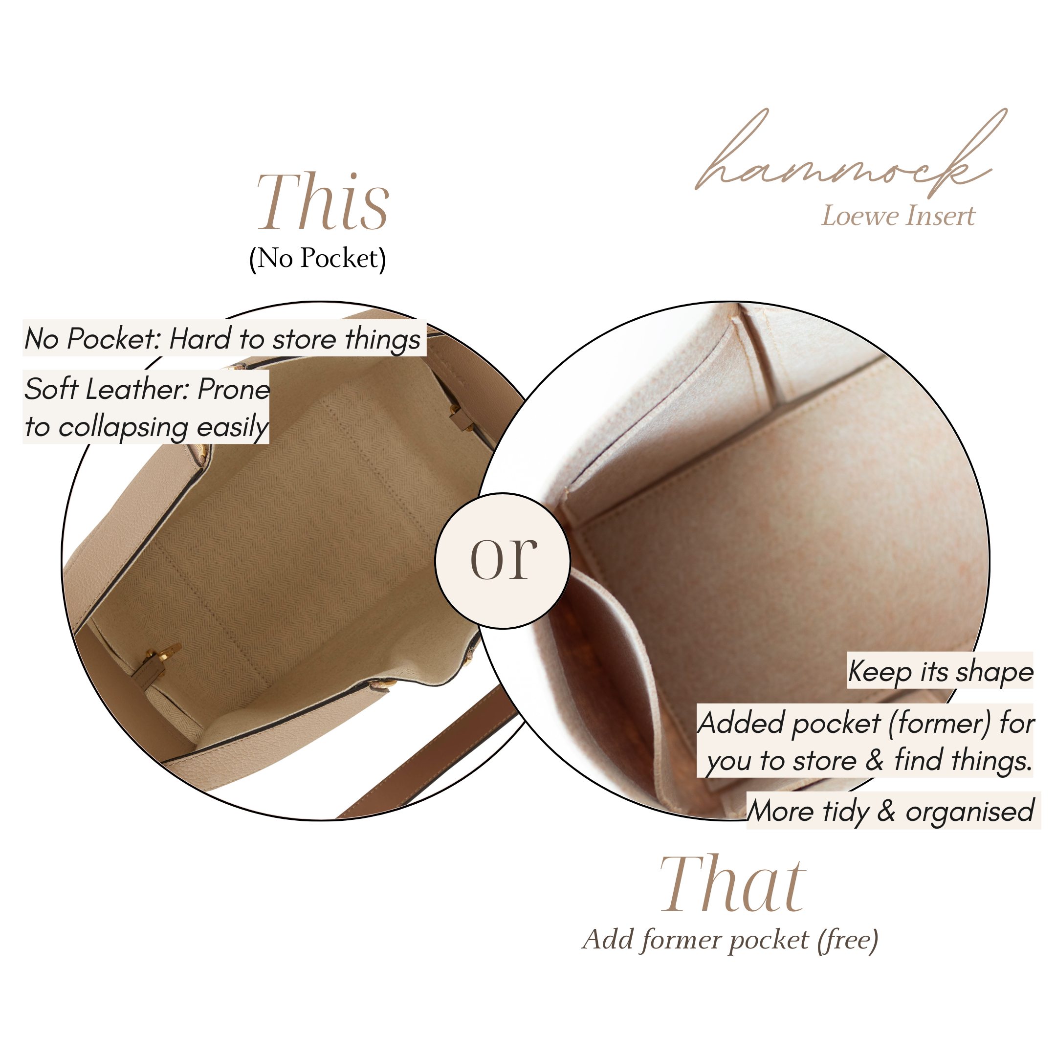 منظم حقيبة داخلي - أرجوحة لويفي بسحاب | ٣ أحجام