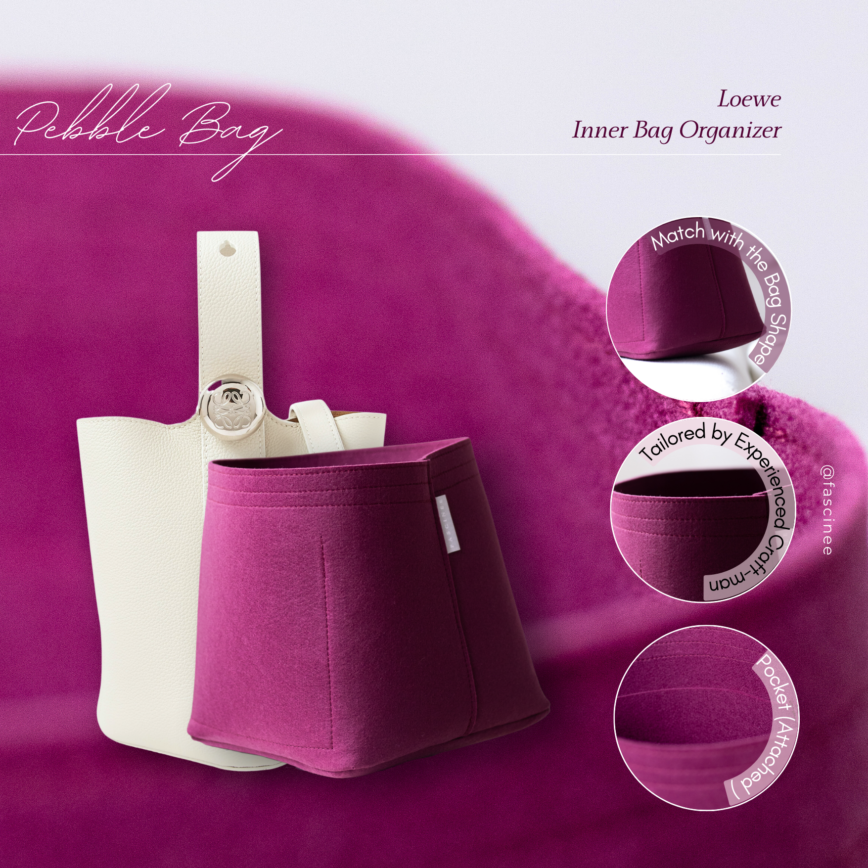 Inner Bag Organizer - Loewe Pebble Bucket Bag | 3 sizes