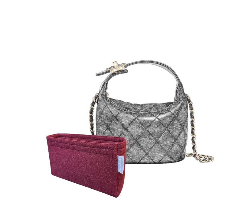 منظم داخلي للحقائب - حقيبة شانيل هوبو صغيرة من جلد الحمل (AS1745)