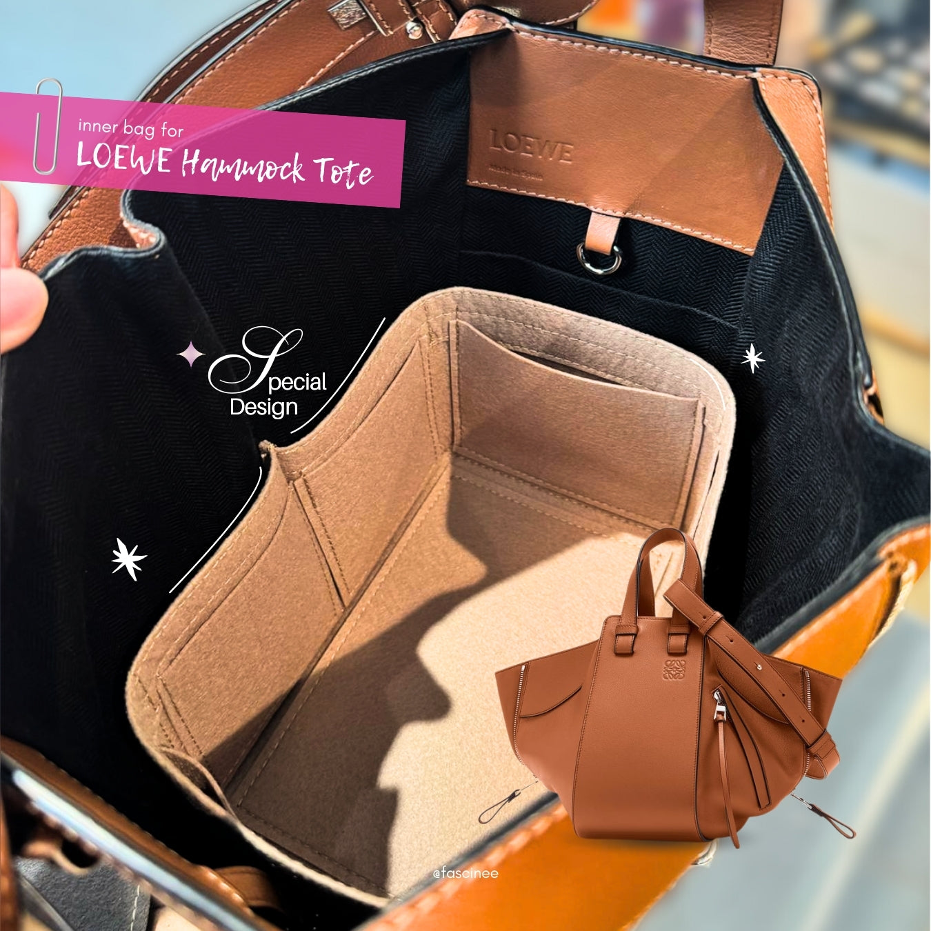 Loewe Hammock Shoulder Bag Inner Bag (Open)