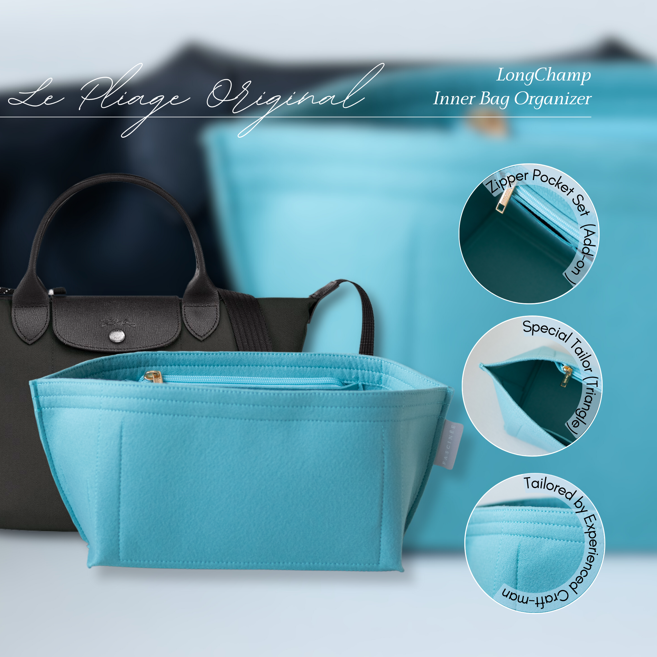 Longchamp Le Pliage Original / Green (Short Handle) Inner bag organiser