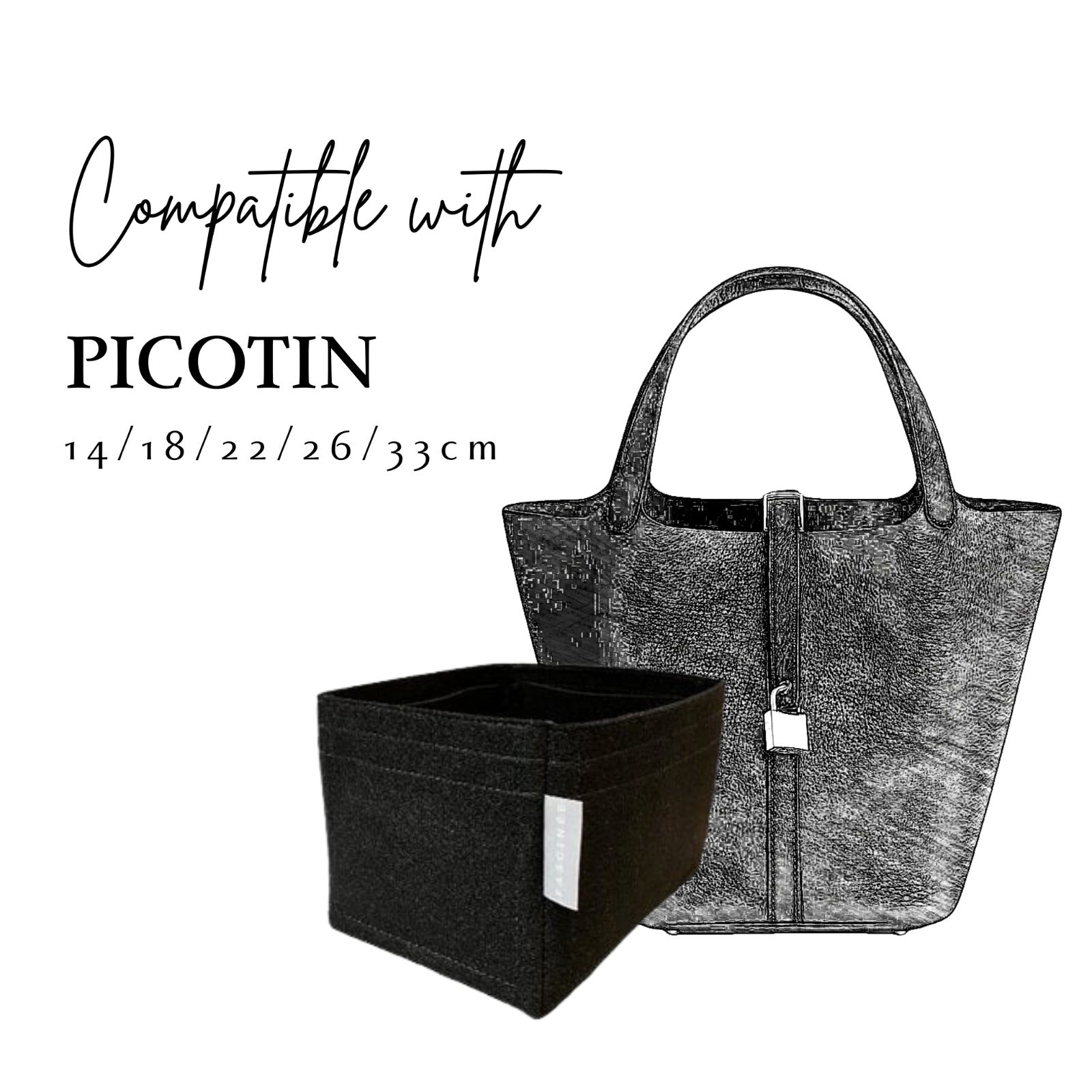 Bag and Purse Organizer with Basic Style for Hermes Picotin 18, Picotin 22  and Picotin 26