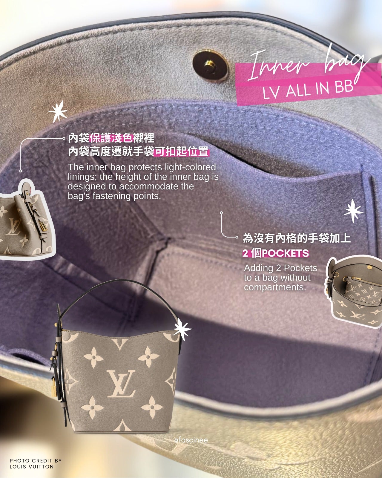 Inner Bag Organizer - LV All in BB