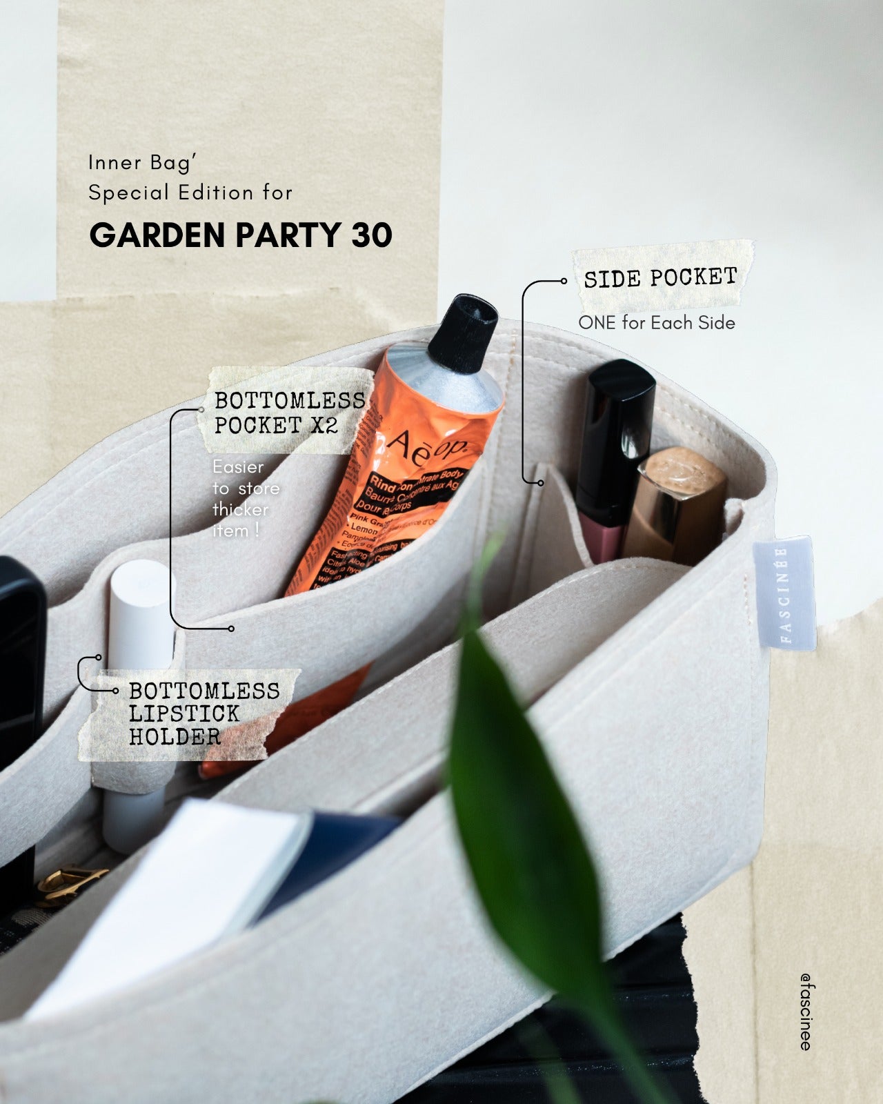 Inner Bag Organizer - 【Special Edition】Hermes Garden Party 30&36