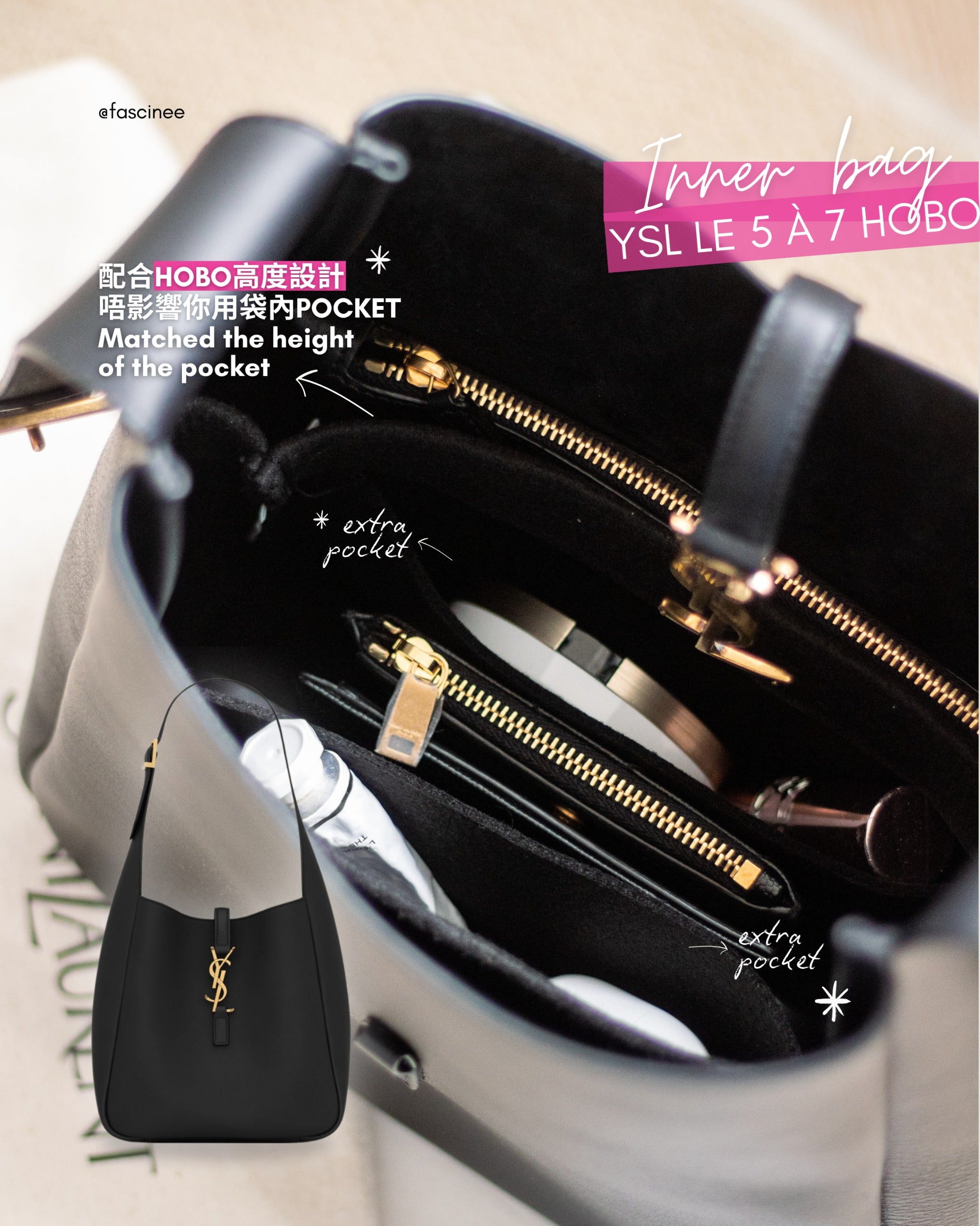 Inner Bag Organizer - YSL Le 5 A 7 Hobo | 2 sizes