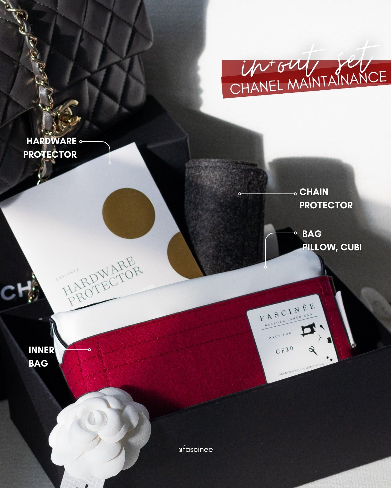 Chanel Inclusive 4-in-1 Set ( Bag Insert + Bag Pillow + Hardware Protector + Chain Protector )